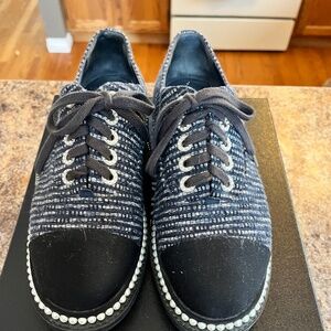 Chanel tweed and pearl runners